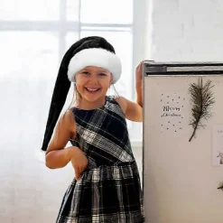 Jul Sammet Tomtehatt Unisex Bekväm Svart och Vit för Vuxna - 150cm><noscript><img width=