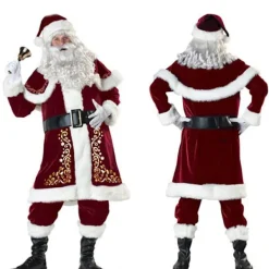 Jul Tomte Cosplay Vuxen Kostym Maskerad Party Outfit Jul Herrkläder+skägg, peruk, bjällra, glasögon Men's wear+beard, wig, bell, glasses 2XL><noscript><img width=