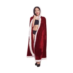 Gåva Jul Tomtekappa med Huva Julkappa Dam Tomtedräkt Jul Maskeradkappa Röd Kappa med Huva för Jul> Dräkter