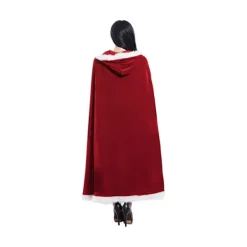 Gåva Jul Tomtekappa med Huva Julkappa Dam Tomtedräkt Jul Maskeradkappa Röd Kappa med Huva för Jul> Dräkter