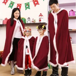 Gåva Jul Tomtekappa med Huva Julkappa Dam Tomtedräkt Jul Maskeradkappa Röd Kappa med Huva för Jul><noscript><img width=