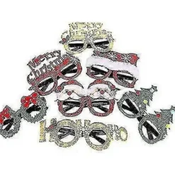 Vett Juldekoration Glasögon, 12 Delar Julglitter Party Glasögon Ram A> Tillbehör