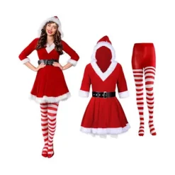 Juldräkter 2025, festdräkter, tomtekläder, föreställningsdräkter för vuxna kvinnor S> Dräkter