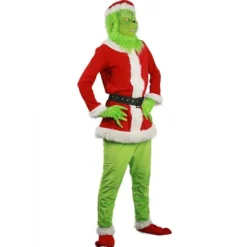 Julfest cosplay Grinchen kostym mask barn/vuxen [YDE] Endast grön huva><noscript><img width=