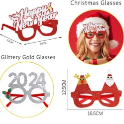 KOOLYOU Julglasögon,12 st Julfest Glasögon Kreativ Rolig Dräkt Glasögon Nyhet Julfest Glasögon För Barn Vuxna Gott Nytt Ye> Tillbehör