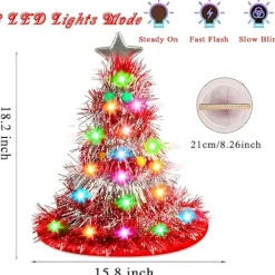 Julgranhatt - Julhatt, Julgranhatt med Ljus, Julhatt, 30 LED-lampor, Färgglada Ljus, Juldräkt><noscript><img width=