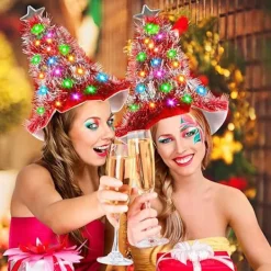 Julgranhatt - Julhatt, Julgranhatt med Ljus, Julhatt, 30 LED-lampor, Färgglada Ljus, Juldräkt><noscript><img width=