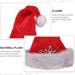 Julgransfest Julhattar Plysch Tomtehatt för Dekoration 4st Röd><noscript><img width=