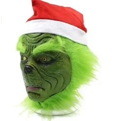 Julgrön Hårmonstermask Fest Grinch Handske Grinch Mask Grön Hårmonster Green Hair Monster> Masker