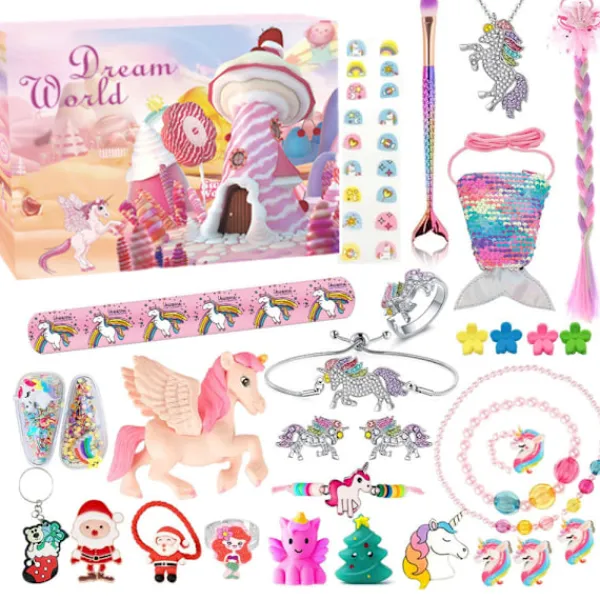 Jul-Halloween Kalender Nedräkning Enhörning Blind Box Ornament Flickor Semester Present Leksaker> Smink