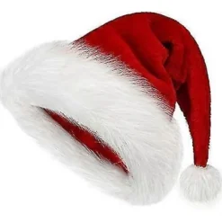 Julhatt - Tomtehatt för Vuxna Unisex Sammet Komfort Extra Tjock Päls Julhatt> Huvudbonader