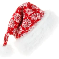 Julhatt för vuxna, plysch tomtehatt, partyhatt, julalvhatt, tjock tomtehatt med pälsbrätte för vuxna> Huvudbonader