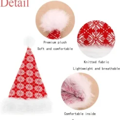 Julhatt för vuxna, plysch tomtehatt, partyhatt, julalvhatt, tjock tomtehatt med pälsbrätte för vuxna><noscript><img width=