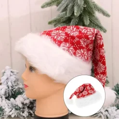 Julhatt för vuxna, plysch tomtehatt, partyhatt, julalvhatt, tjock tomtehatt med pälsbrätte för vuxna><noscript><img width=
