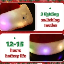 Julhatt, LED Tomtehatt - Unisex Plysch Tomtehatt Plysch Julhatt Cosplay Kostym för Julfest> Huvudbonader