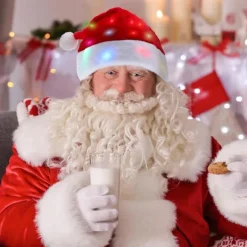 FJORD Julhatt med LED-lampor Rolig Tomtehatt Plysch Fuskpäls Julhelg Hatt med Lysande Färg><noscript><img width=