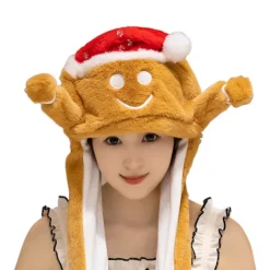 Julhattar - Grinch Plyschhattar Med Öron Som Rör Sig Luftkuddar, Söta Öron Jul Med Rörliga Jul Vintersporthatt, Tomtehatt Cookie Man> Huvudbonader