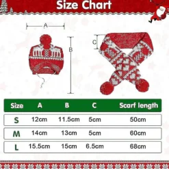 Julhundkostym Mössa Och Stickad Halsduk - Söt Husdjurskostym Tillbehör Varma Vinterkläder För Katt><noscript><img width=