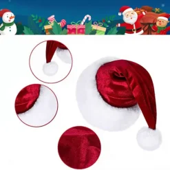 Julhuvudbonader Mössor Tjockare Plysch Perfekt för Helgerna Färgglada Kläder för Cosplay Jultomte Pälsig Hatt Ljus Röd><noscript><img width=