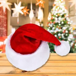 Julhuvudbonader Mössor Tjockare Plysch Perfekt för Helgerna Färgglada Kläder för Cosplay Jultomte Pälsig Hatt Ljus Röd><noscript><img width=