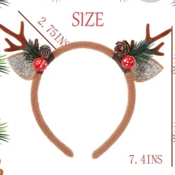 Julklappshårband med renar, glitter, för kvinnor, hårband, hårtillbehör, huvudbonad för juldekorationer (brun)><noscript><img width=
