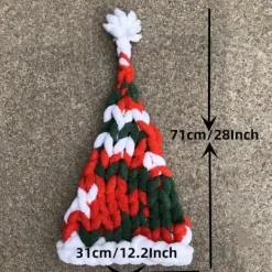 Julmössa, handgjord stickad mössa, vintermössa mjuk avslappnad varm stickad julmössa{REN}> Huvudbonader