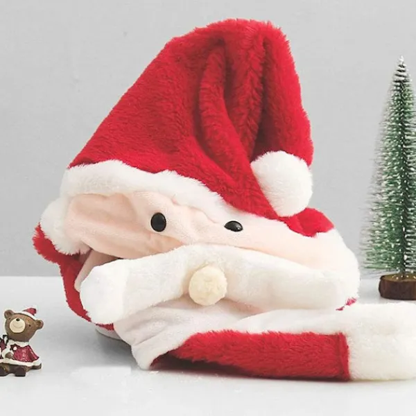 Julmössa i plysch, avtagbar skäggmössa, jultomteplyschmössa, LED-julmössa, rolig julmössa, används för Cosplay-julfest> Huvudbonader