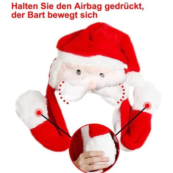 Julmössa i plysch, avtagbar skäggmössa, jultomteplyschmössa, LED-julmössa, rolig julmössa, används för Cosplay-julfest> Huvudbonader