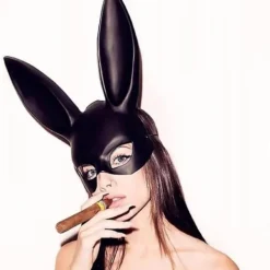 Julpartymask Halloweenpartymask Söt Kaninmask Bar KTV Party Kaninmask (Svart)><noscript><img width=