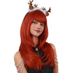 Julperuk med långt, rakt hår och lugg> Peruker