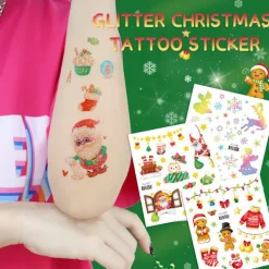 Jultillfälliga tatueringar för barn med tema God Jul Födelsedagsfest Dekorationer Tillbehör Tatueringar Klistermärke Festgåvor Present Idealisk för pojkar flickor | Fyndiq> Smink