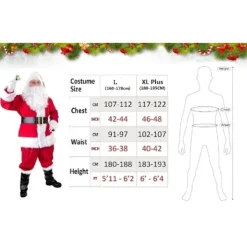 Jultomte kostym 7 delar komplett juldräkt för vuxen Cosplay Jultomte kostym plus tomte xl puls (180-195cm)><noscript><img width=