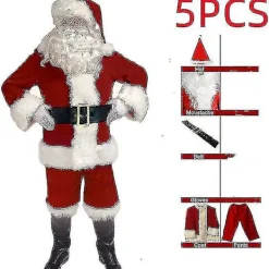 Jultomtedräkt för Män Vuxen Jultomtedräkt Santadräkt 5 delar -tfrf XL> Dräkter
