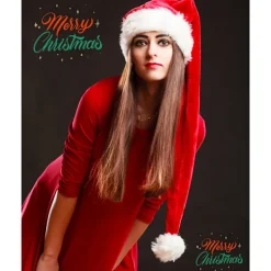 Jultomtehatt för Vuxna Lång Plysch Julhatt för Jul Nyår Festliga Festtillbehör - Lila><noscript><img width=