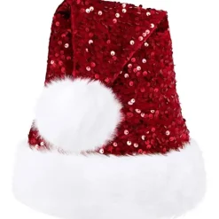 Jultomtehatt för Vuxna Lyxig Plysch Julhatt med Pompom för Män och Kvinnor> Huvudbonader