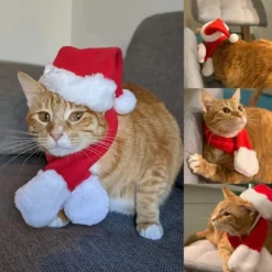 Jultomtehatt med Halsduk för Katt - Juldräktset för Valp Hund Ca,ZQKLA><noscript><img width=