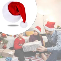 Jultomtehatt med vit kant för julfest Nyår Huvudbonad Tomtekostym Tillbehör Present Vinröd> Tillbehör