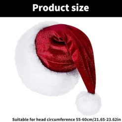 Jultomtehatt med vit kant för julfest Nyår Huvudbonad Tomtekostym Tillbehör Present Vinröd><noscript><img width=