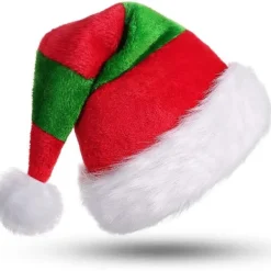 Jultomtehatt, Unisex-vuxen Tomtehatt Deluxe Sammet Jultomtehatt Dekorationer Presenter Kostym För Julparty Halloween Nyhet Randig Röd&> Huvudbonader