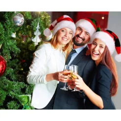 Jultomtehatt, Unisex-vuxen Tomtehatt Deluxe Sammet Jultomtehatt Dekorationer Presenter Kostym För Julparty Halloween Nyhet Randig Röd&> Huvudbonader