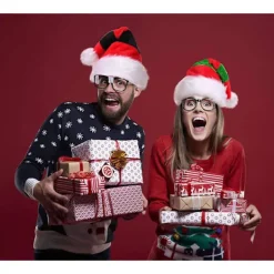 Jultomtehatt, Unisex-vuxen Tomtehatt Deluxe Sammet Jultomtehatt Dekorationer Presenter Kostym För Julparty Halloween Nyhet Randig Röd&><noscript><img width=