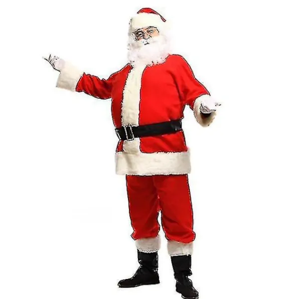 Jultomtekostym för Män Vuxen Jultomtekostym Santadräkt 5 delar XL> Dräkter