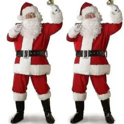 Jultomtekostym för Män Vuxen Jultomtekostym Santadräkt 5 delar XL><noscript><img width=