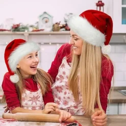 Jultomteluva för barn, tomteluva i sammet, bekväm och tjock> Huvudbonader