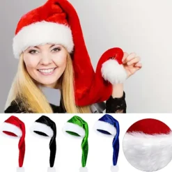 Jultomteluva Lång Sammetsjultomteluva Vintervarm Kostym Julpartytillbehör för Cosplayfester Scenframträdanden[HK] M> Huvudbonader