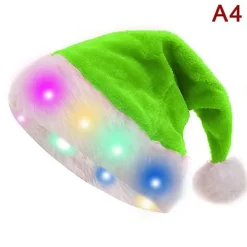 Jultomteluva med LED-ljus och vit plyschdekoration Söt jultomte Julgrön A5> Huvudbonader