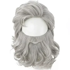 Jultomten Rädda Julen 2 Silvergrå stil skägg mikro> Peruker
