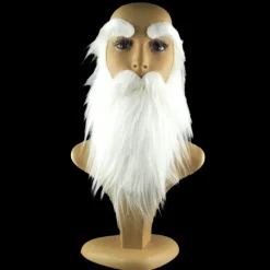 HEET Jultomte-rekvisita för festföreställningar, vitt skägg och vita ögonbryn><noscript><img width=