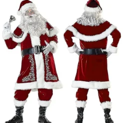 FMYSJ Jultomtesett för Vuxna, Röd Lyxig Sammet, 8-Delar, Fancy Dress (FMY) 4XL> Dräkter