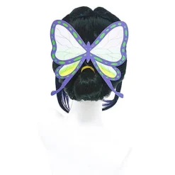 FMYSJ JUSCH Kochou Shinobu Cosplay-peruker med Fjärilshårspänne Korta Lila och Svarta Hästsvansperuker för Kvinnor Män, WZ-2058R (FMY)><noscript><img width=